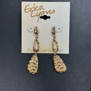 Erica Lyons Gold Tone Post Drop Earrings 2.5 inch